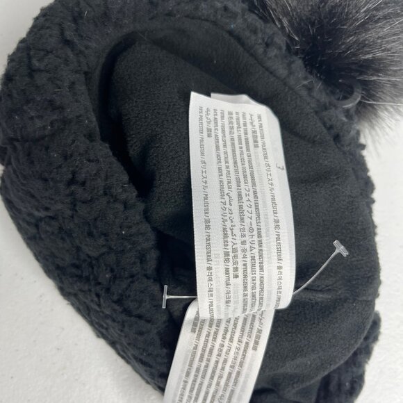 Hollister Hat Womens Black New WOT Ball Top Fleece Fuzzy - Picture 9 of 10